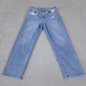 American Eagle Jeans Womens 8 Blue Mom Straight Stretch High Rise Light Wash